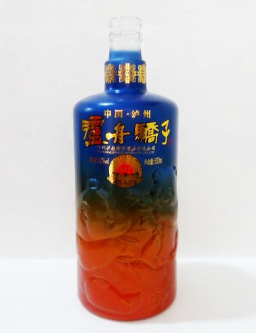 泸舟娇子喷釉烤花玻璃酒瓶